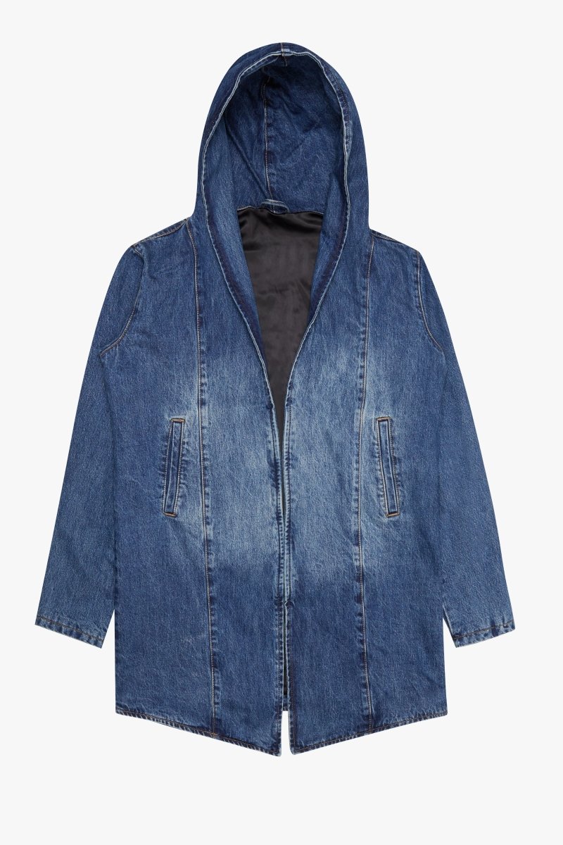 "KREED" DENIM TRENCHCOAT DARK BLUE - Valabasas