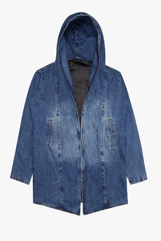 "KREED" DENIM TRENCHCOAT DARK BLUE - Valabasas