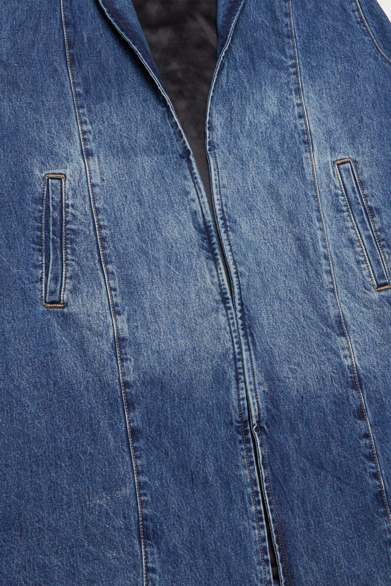 "KREED" DENIM TRENCHCOAT DARK BLUE - Valabasas