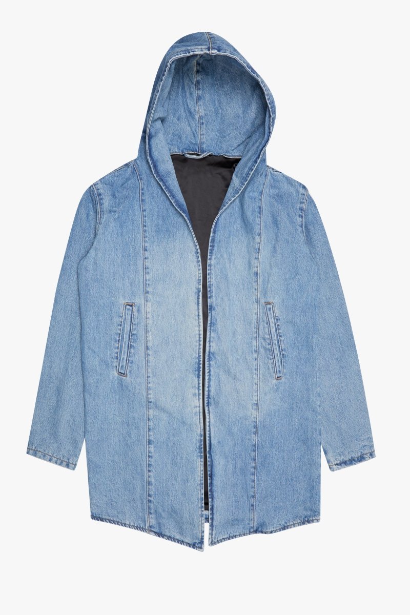 "KREED" DENIM TRENCHCOAT LIGHT BLUE - Valabasas