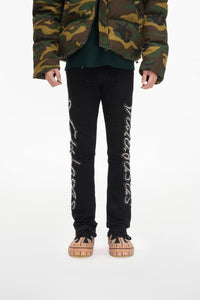 Lattice Black Stacked Flare Jean - Valabasas