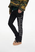 Lattice Black Stacked Flare Jean
