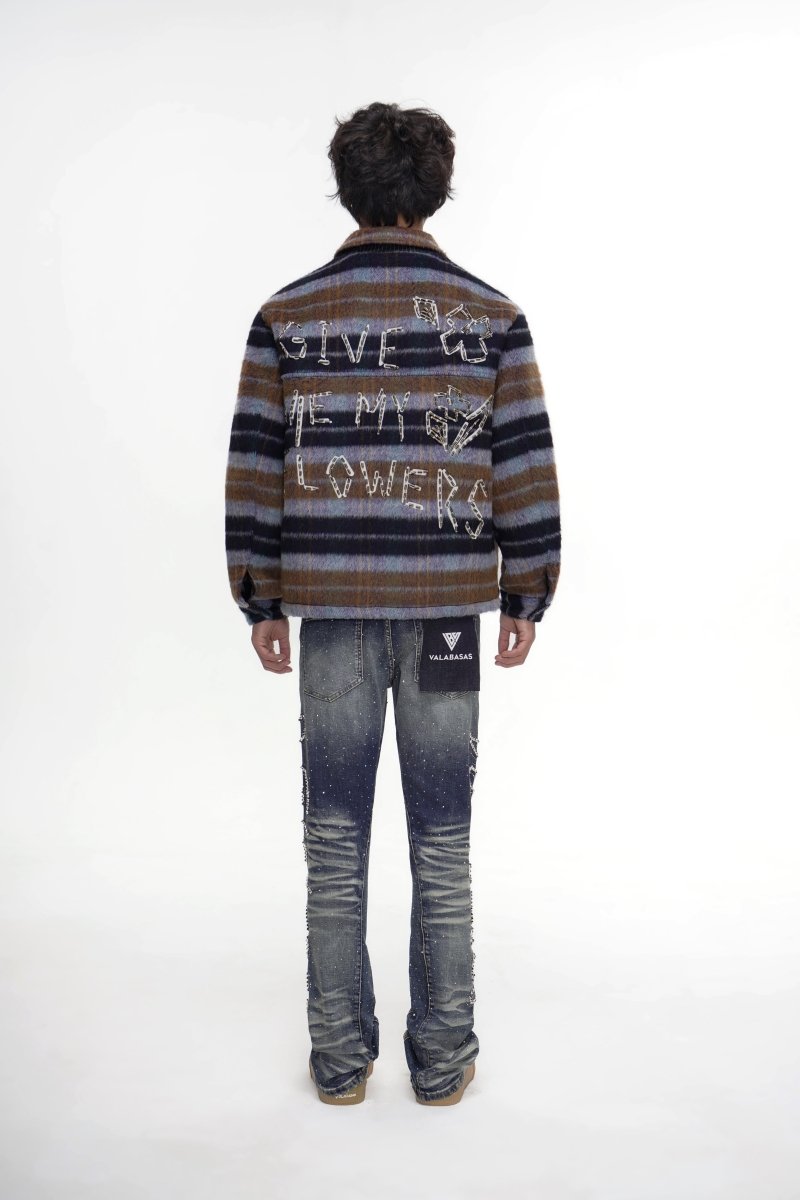 Lattice Dark Blue Stacked Jean - Valabasas