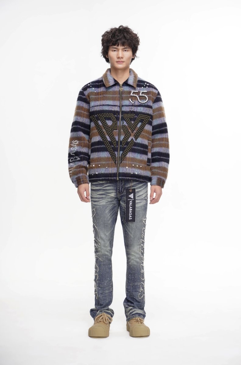 Lattice Dark Blue Stacked Jean - Valabasas