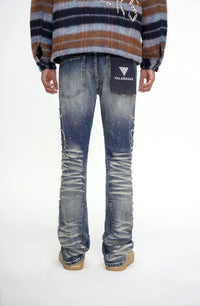 Lattice Dark Blue Stacked Jean - Valabasas