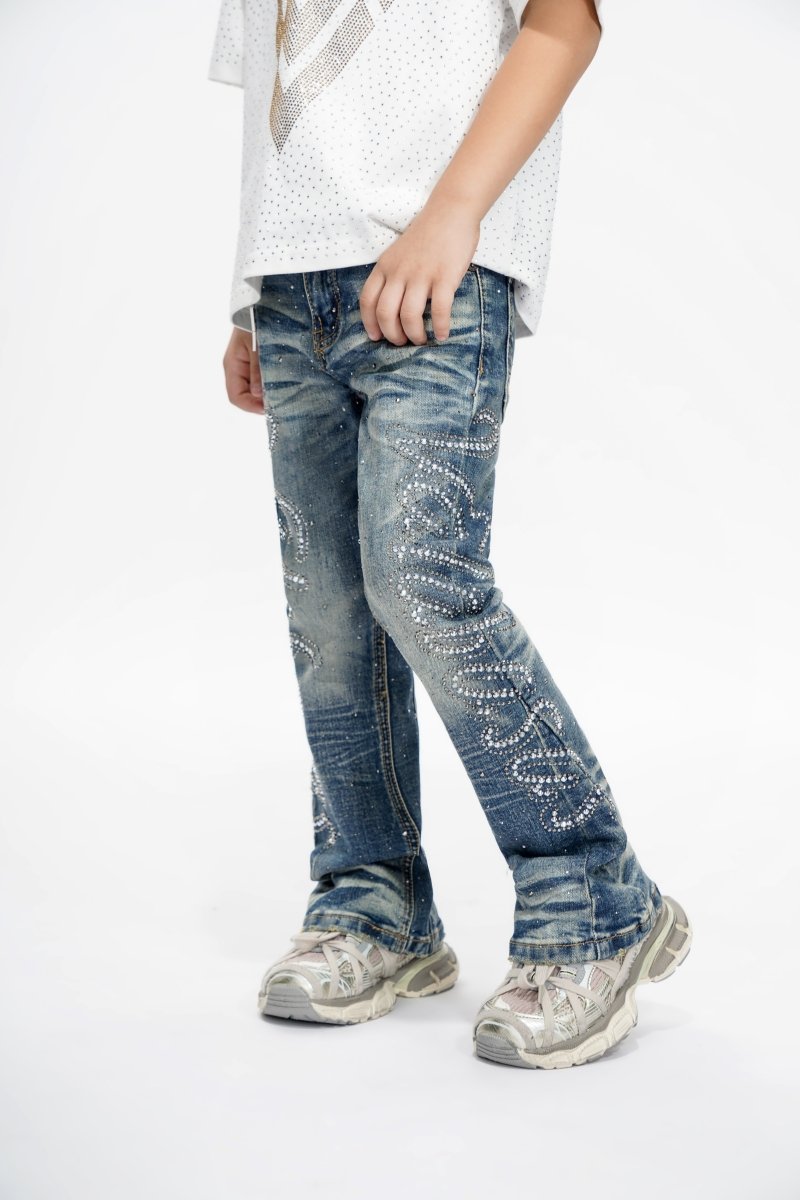 Lattice Kids Dark Blue Skinny Jeans - Valabasas
