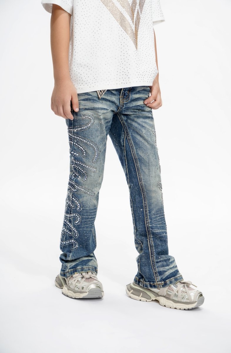 Lattice Kids Dark Blue Skinny Jeans - Valabasas