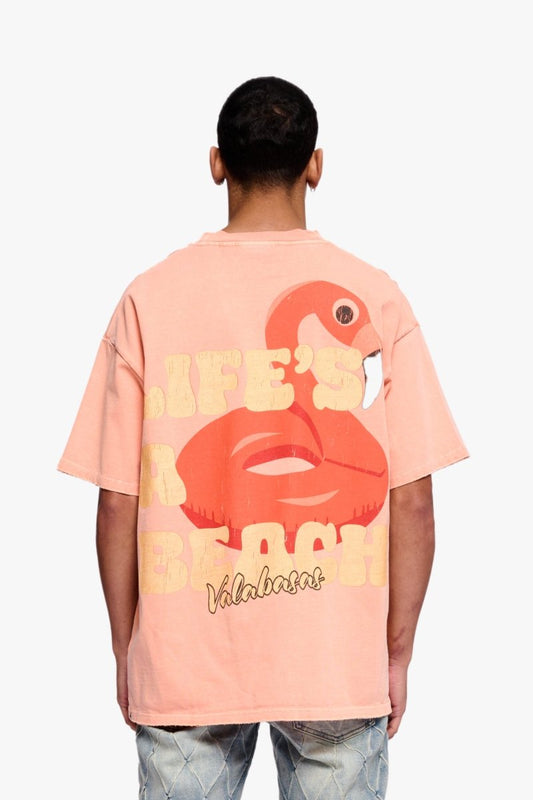 Lifes A Beach Tee Peach - Valabasas