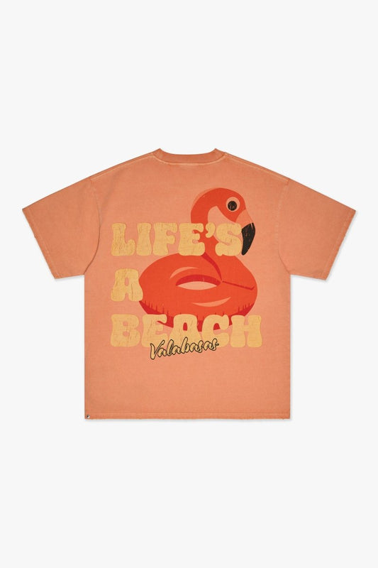 Lifes A Beach Tee Peach - Valabasas