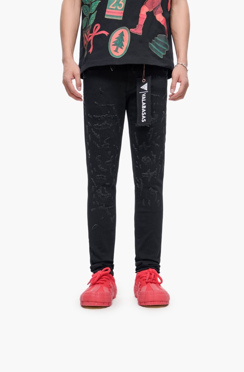 Lockdown Stacked Jet Black Jean - Valabasas