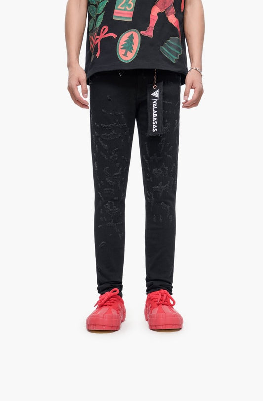 Lockdown Stacked Jet Black Jean - Valabasas