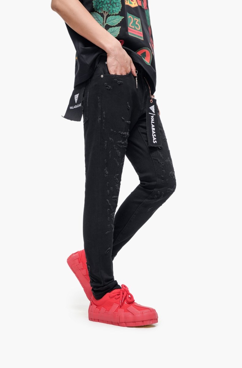 Lockdown Stacked Jet Black Jean - Valabasas