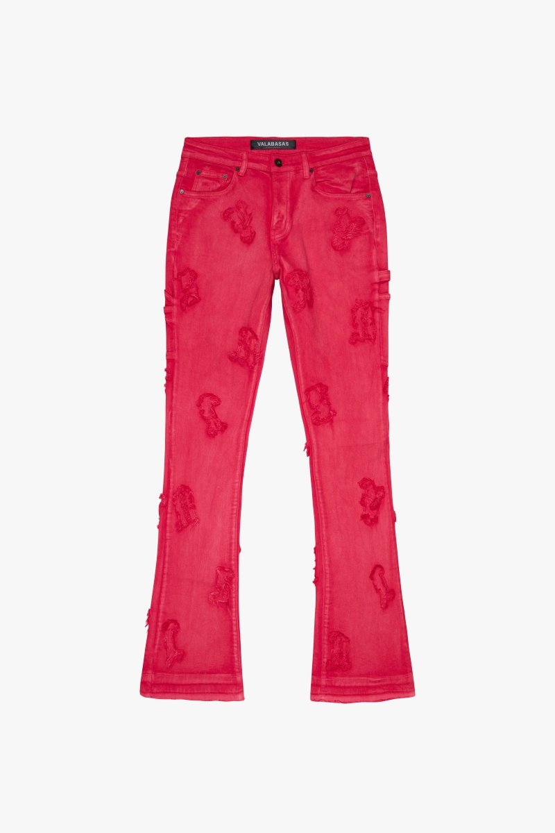"LOOMIS" STACKED FLARED JEAN RED - Valabasas