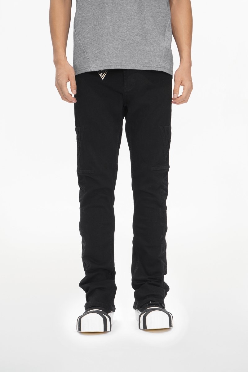 Lore Jet Black Stacked Jeans - Valabasas