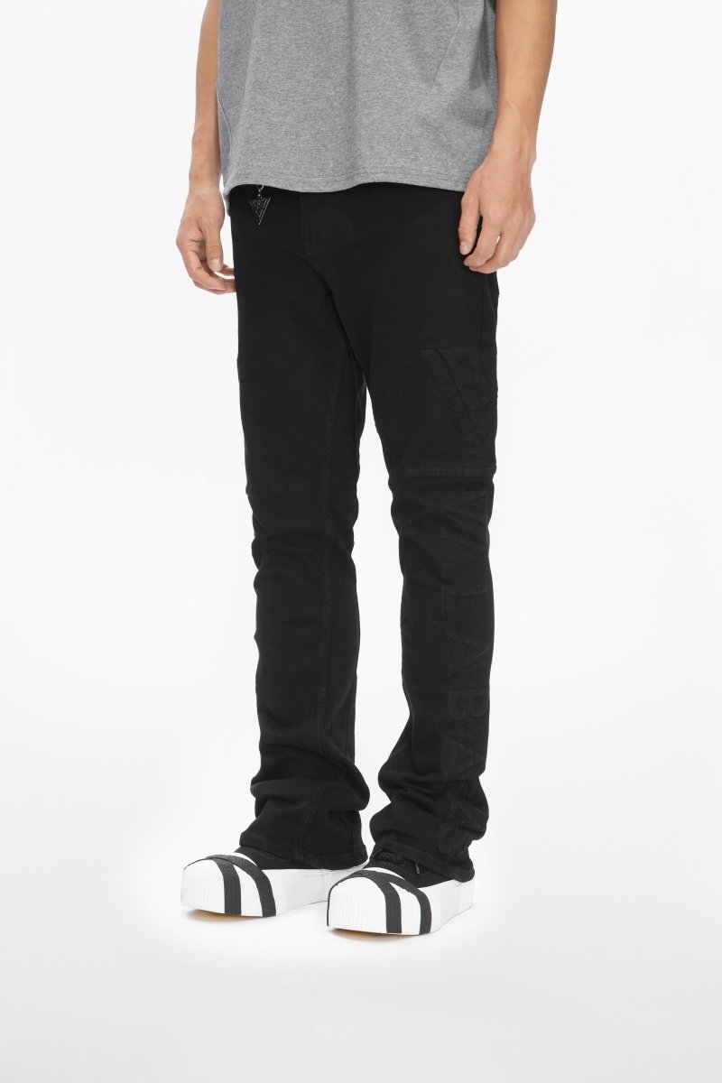 Lore Jet Black Stacked Jeans - Valabasas