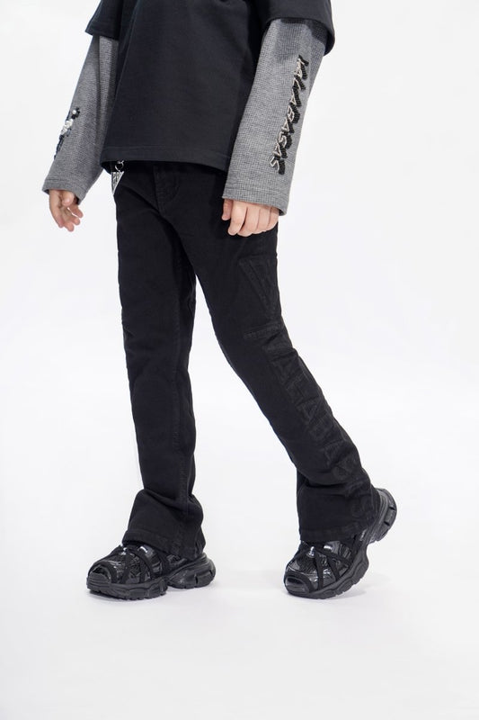 Lore Kids Jet Black Stacked Jeans - Valabasas