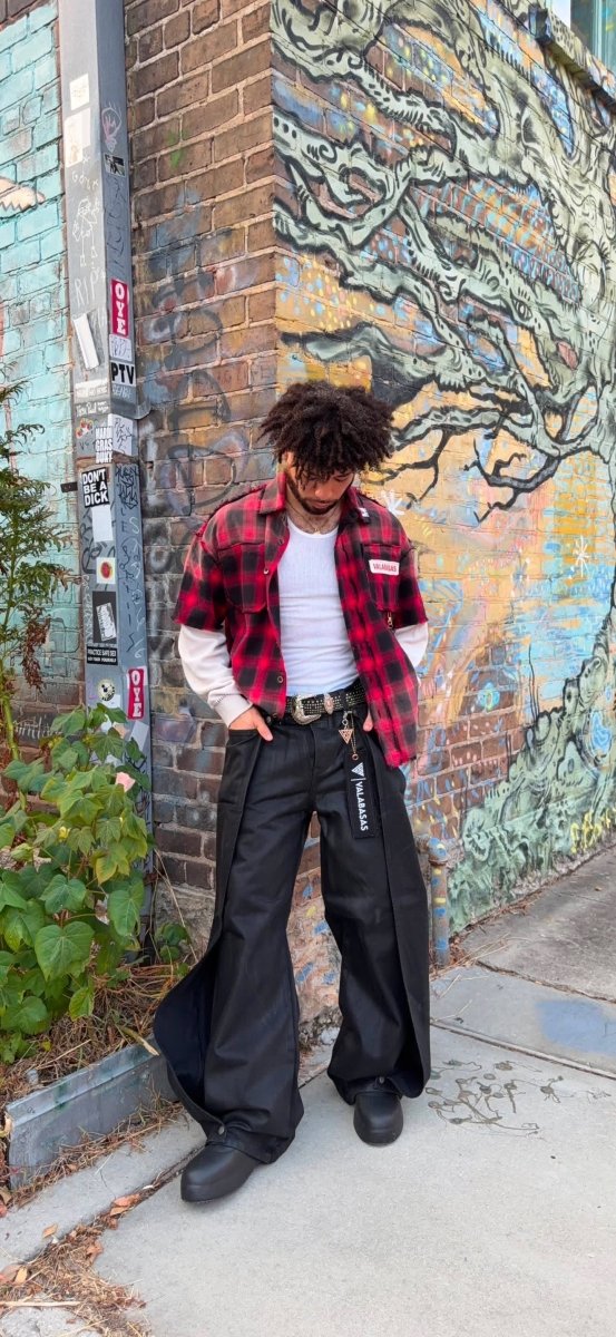 Lumberjack Layered Flannel Shirt Black Red - Valabasas