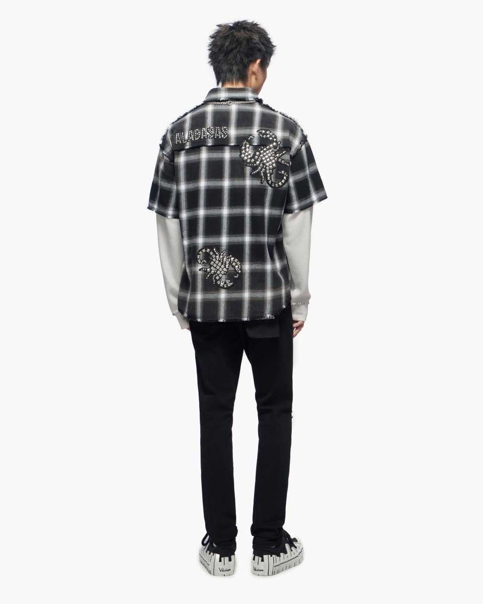 Lumberjack Layered Flannel Shirt Black White - Valabasas
