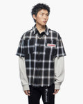 Lumberjack Layered Flannel Shirt Black White