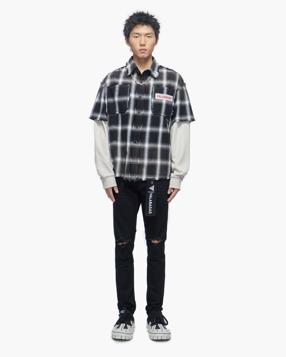 Lumberjack Layered Flannel Shirt Black White - Valabasas