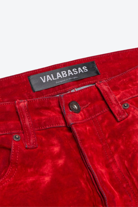 "LUXE" SUEDE SKINNY JEAN RED - Valabasas