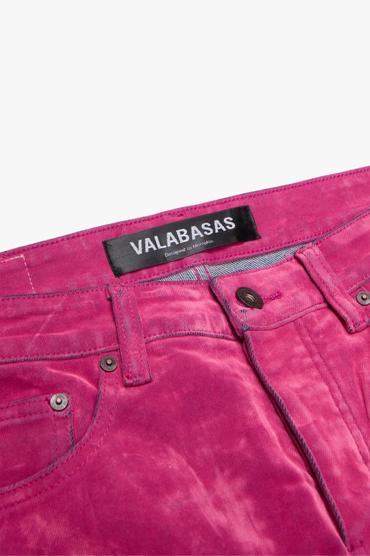 "LUXE" SUEDE STACKED FLARE JEAN PINK - Valabasas