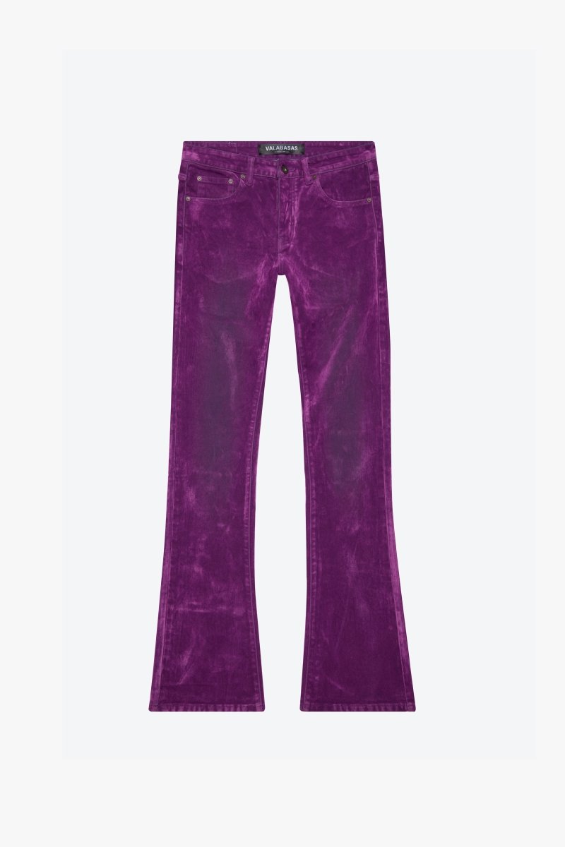 "LUXE" SUEDE STACKED FLARE JEAN PURPLE - Valabasas