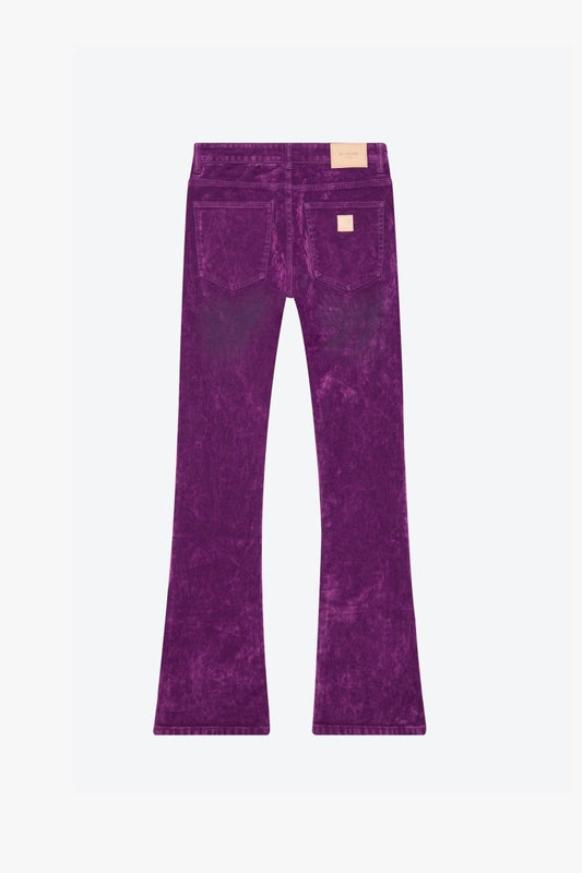 "LUXE" SUEDE STACKED FLARE JEAN PURPLE - Valabasas