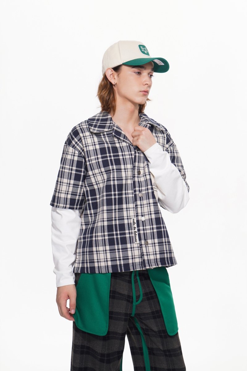 Luz Plaid Button Down – Blue / White (Cotton Blend) - Valabasas