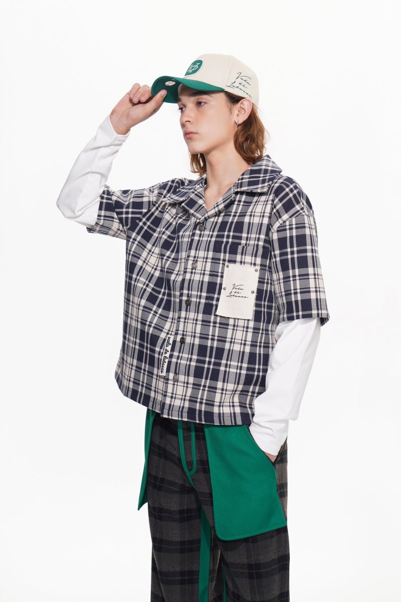 Luz Plaid Button Down – Blue / White (Cotton Blend) - Valabasas