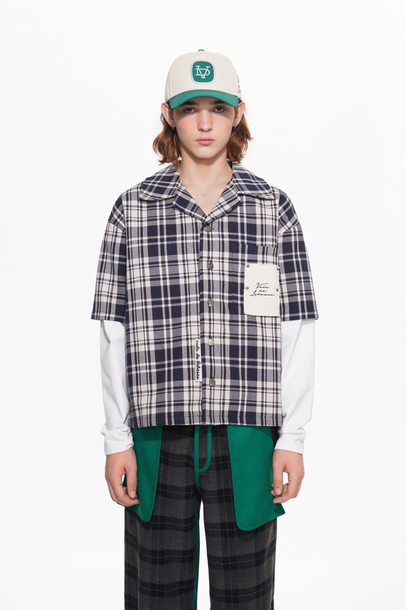 Luz Plaid Button Down – Blue / White (Cotton Blend) - Valabasas