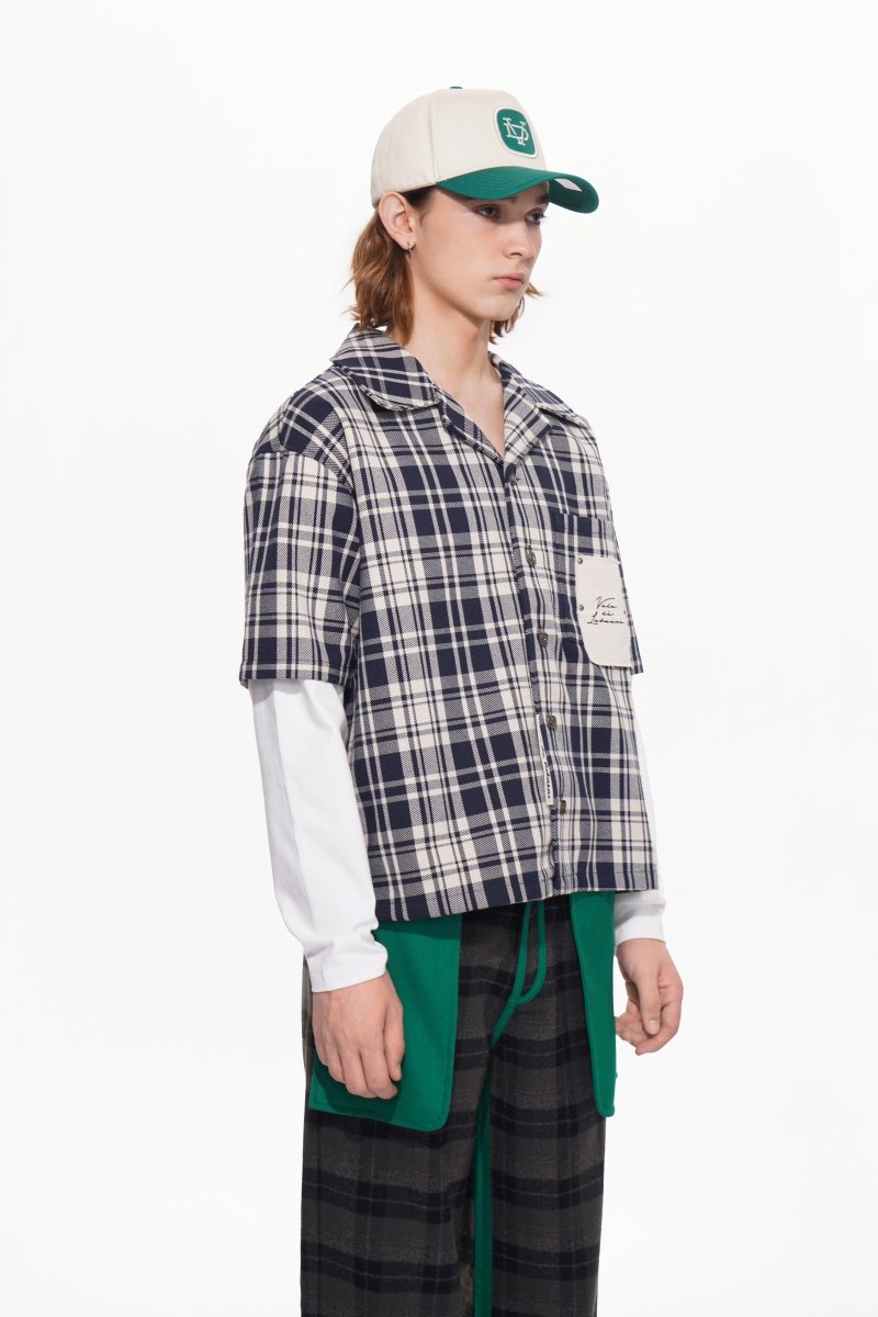 Luz Plaid Button Down – Blue / White (Cotton Blend) - Valabasas