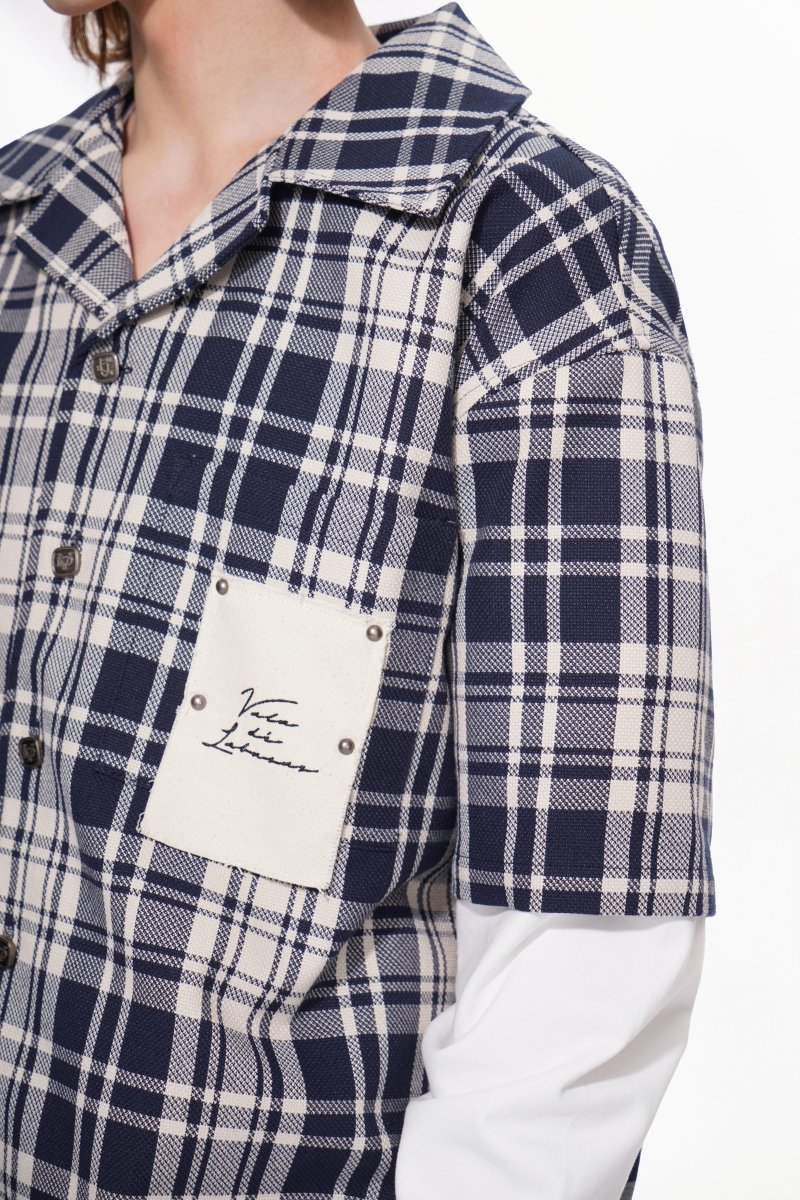 Luz Plaid Button Down – Blue / White (Cotton Blend) - Valabasas