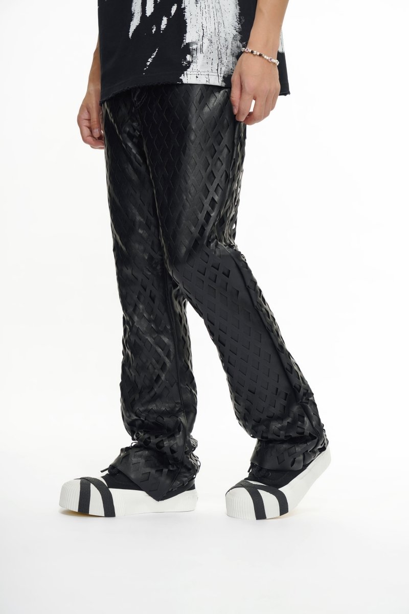 Mesh Black Vegan Leather Pants - Valabasas