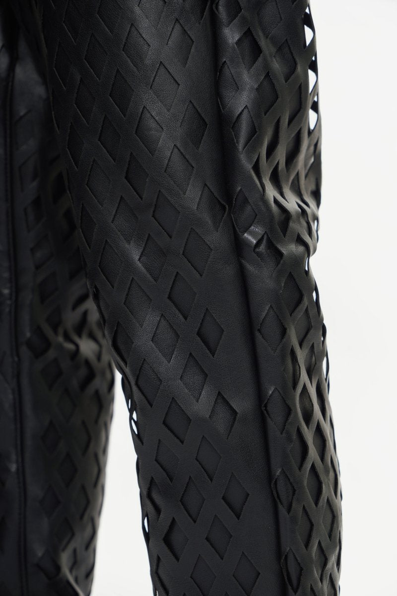 Mesh Black Vegan Leather Pants - Valabasas