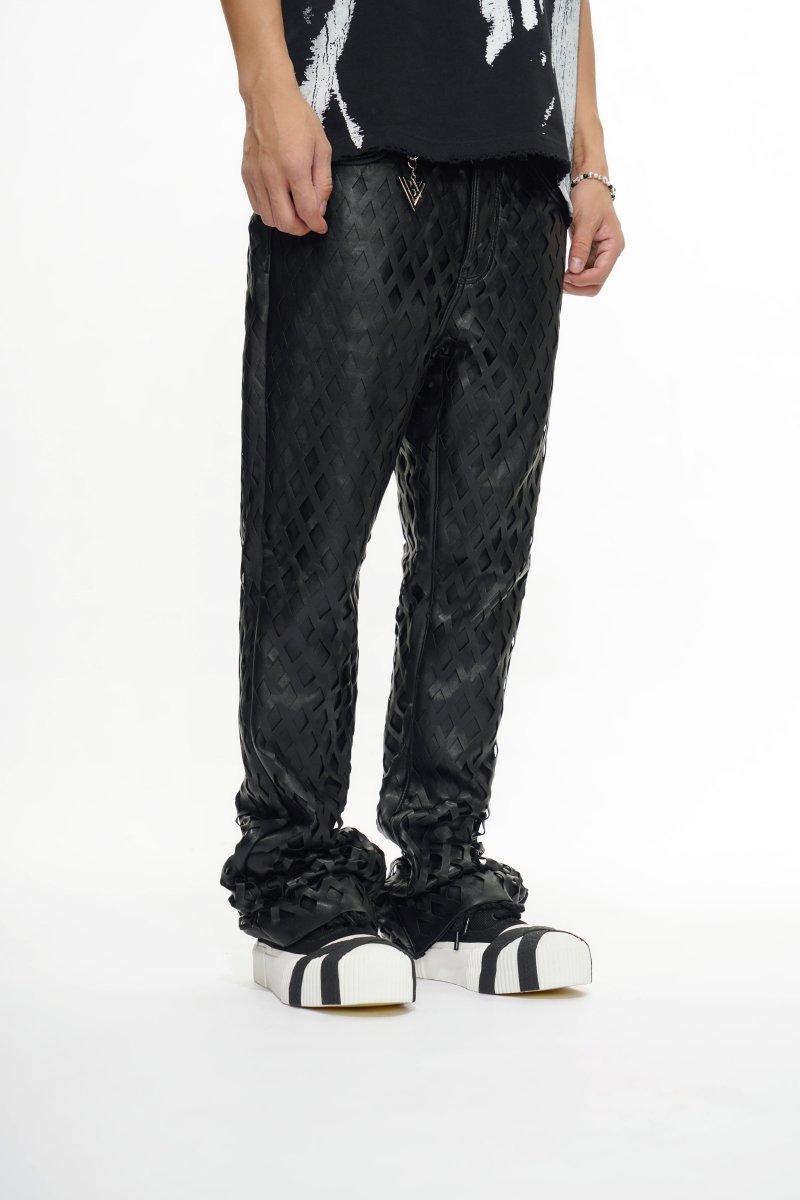 Mesh Black Vegan Leather Pants - Valabasas