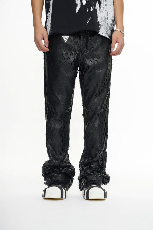 Mesh Black Vegan Leather Pants - Valabasas