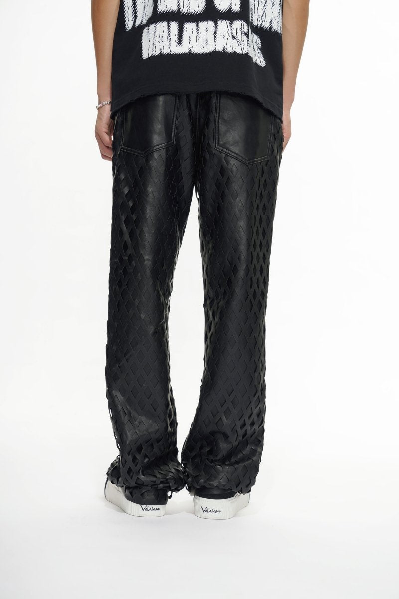 Mesh Black Vegan Leather Pants - Valabasas