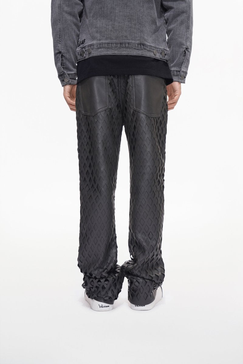 Mesh Grey Vegan Leather Pants - Valabasas