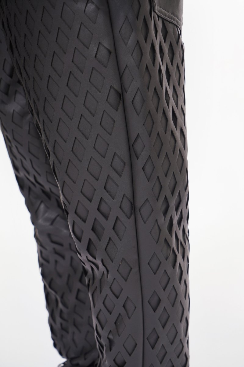 Mesh Grey Vegan Leather Pants - Valabasas