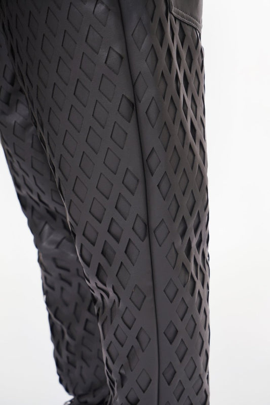 Mesh Grey Vegan Leather Pants - Valabasas