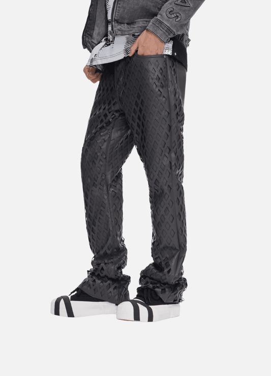 Mesh Grey Vegan Leather Pants - Valabasas