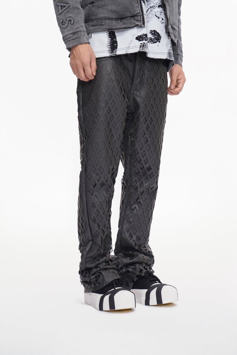 Mesh Grey Vegan Leather Pants - Valabasas