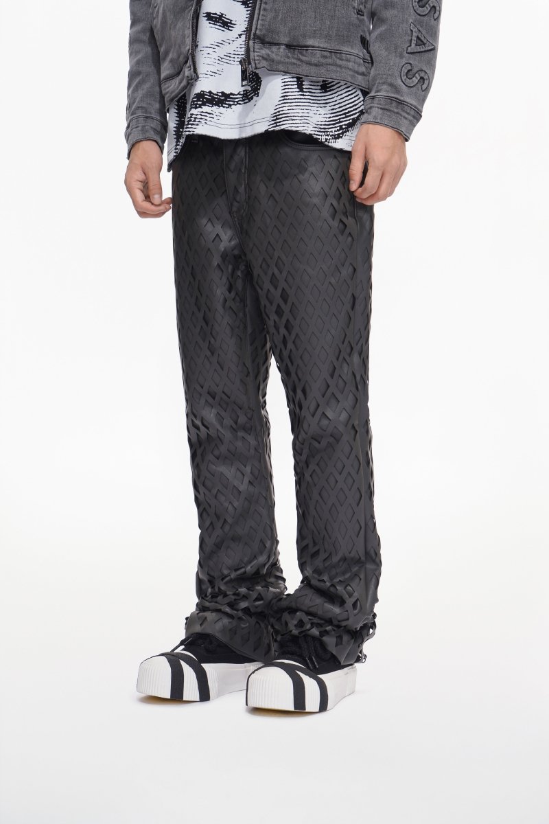 Mesh Grey Vegan Leather Pants - Valabasas
