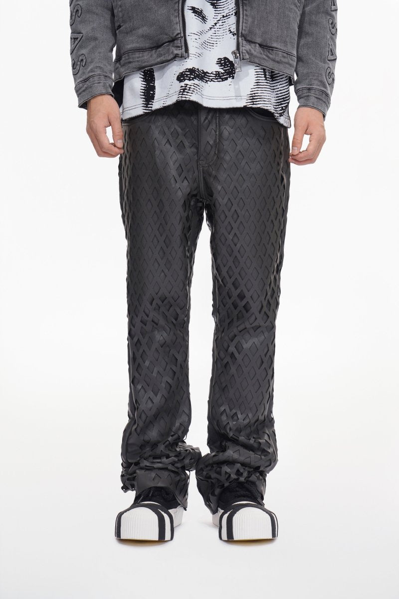 Mesh Grey Vegan Leather Pants - Valabasas