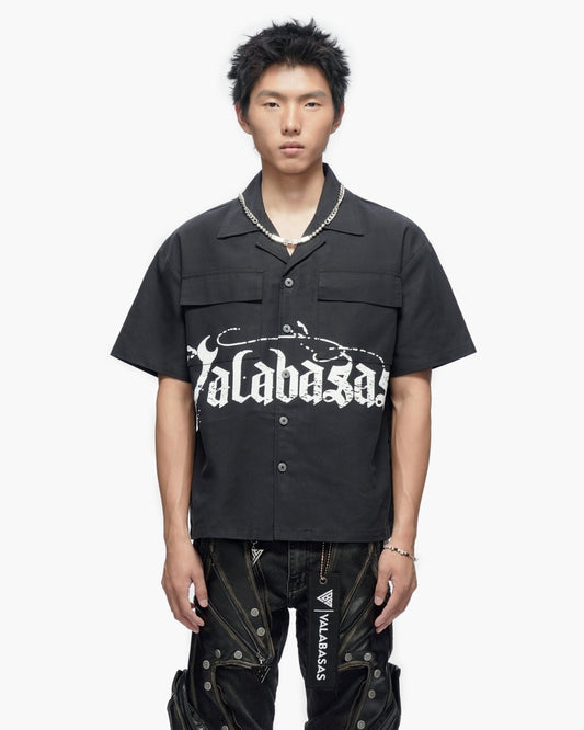 Midevil Black Layered Button Down - Valabasas
