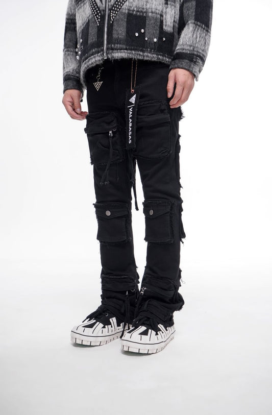 Mirage Jet Black Stacked Jeans - Valabasas