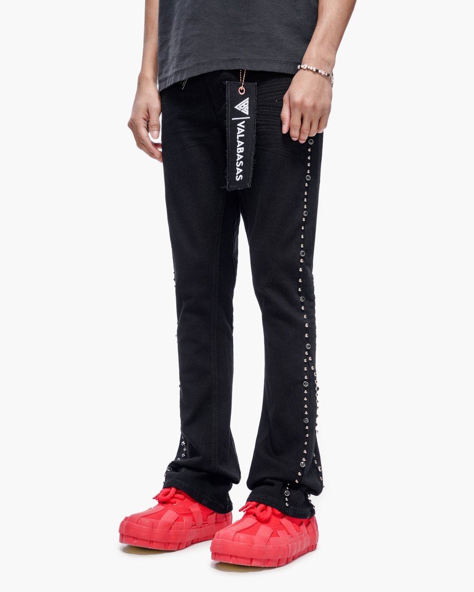 Mite Jet Black Stacked Jeans - Valabasas