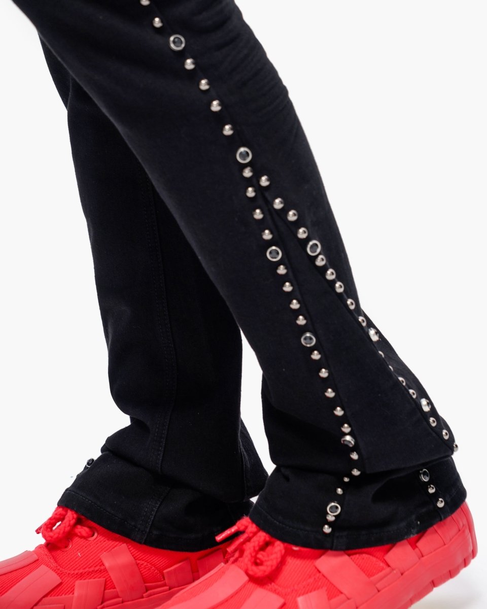 Mite Jet Black Stacked Jeans - Valabasas