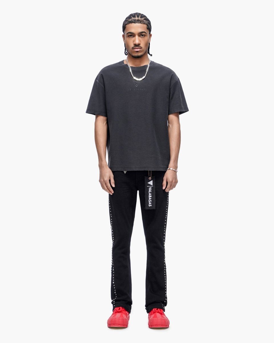 Mite Jet Black Stacked Jeans - Valabasas